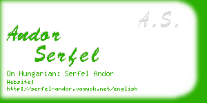 andor serfel business card